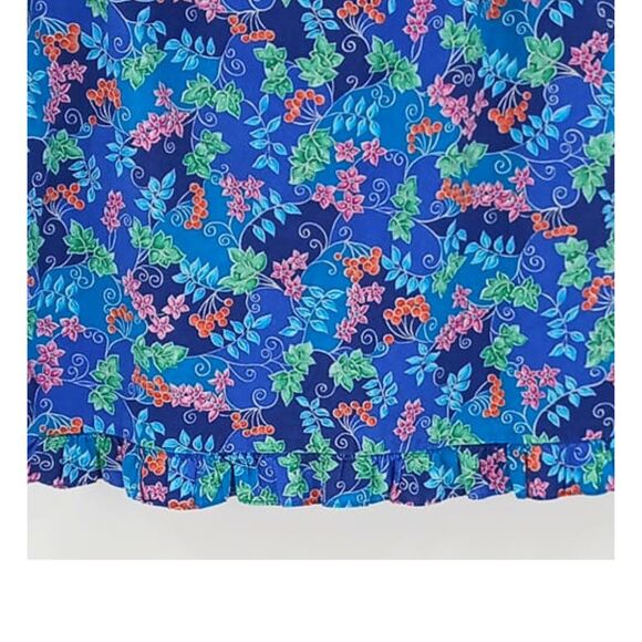 Vintage Handmade Blue & Purple Floral Print Tropical Hawaiian Vibes Skirt Small - Picture 4 of 7